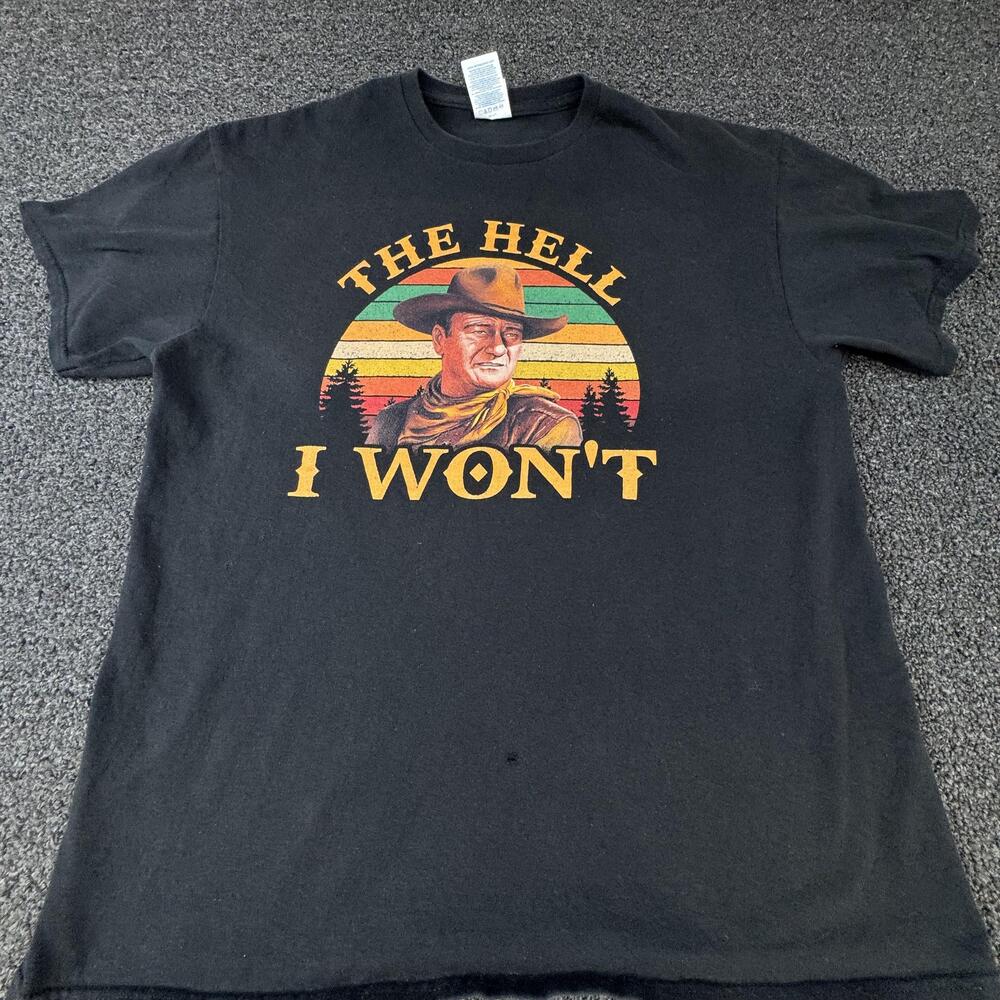 Delta Pro Weight Shirt Mens L Black Western Graphic Crew Neck Cotton Jersey